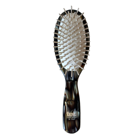 Spazzola Ovale in Rodoide Scura – Dente Corto | Ideale per Capelli Lunghi e Fini