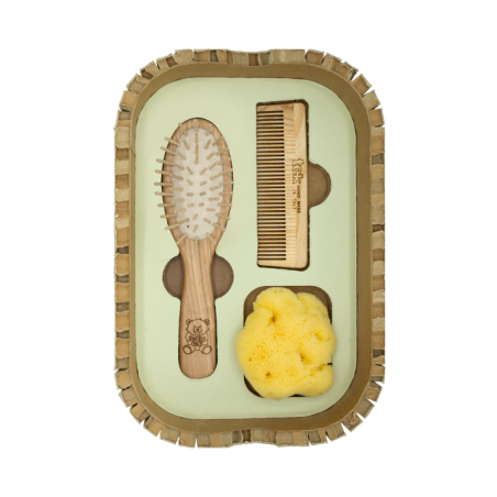Newborn Care Set (1–3 years) | Brush, Comb, and Natural Sponge for Baby Care