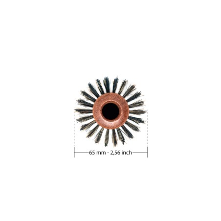 Round Brush in Mahogany Wood with Reinforced Boar Hair Bristles - 65mm