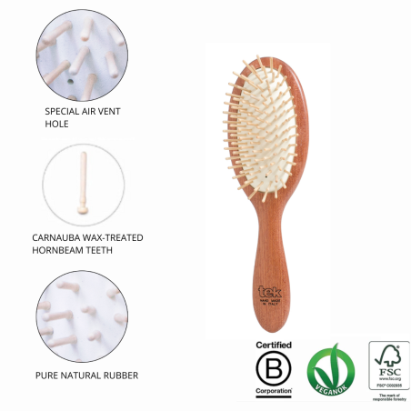 Oval Mahogany Brush with Short Pins