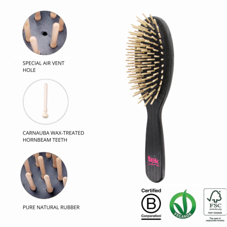 Large Oval Black Brush with Short Pins