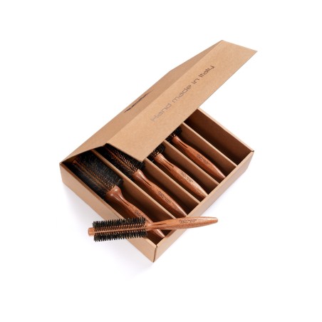 Kit Cepillos Redondos de Jabalí Reforzado y Madera de Caoba