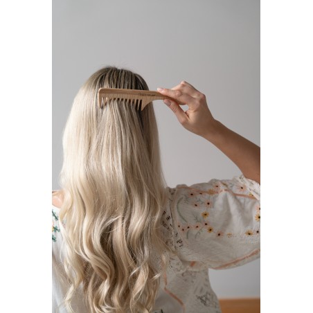 Peine de púas anchas con mango de madera | Reduce el encrespamiento y previene la rotura del cabello