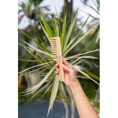 Peine de púas anchas con mango de madera | Reduce el encrespamiento y previene la rotura del cabello