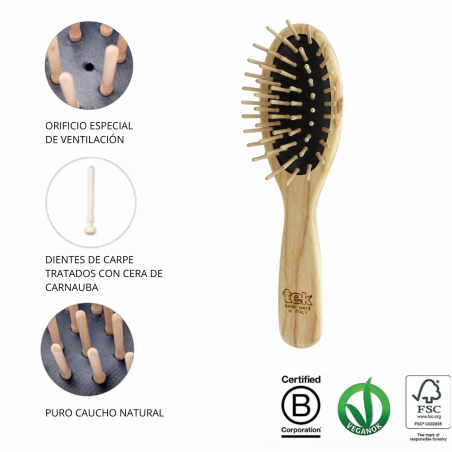 Cepillo ovalado formato viaje | Suave con el cuero cabelludo y el cabello