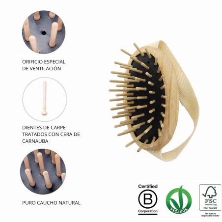 Cepillo de Masaje para el Cuero Cabelludo en Madera FSC® – Ideal para la Microcirculación y la Absorción de Tratamientos