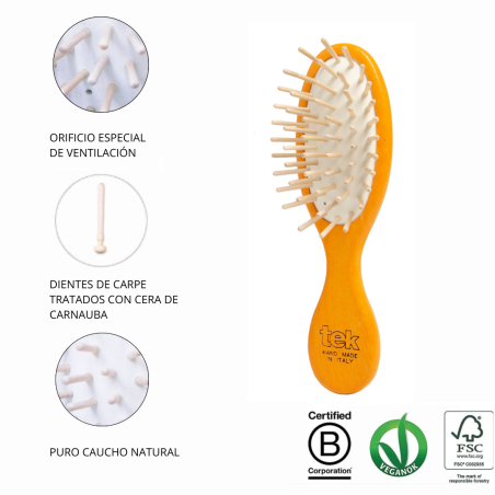 Cepillo Ovalado Mini Naranja | Suave para el Cuero Cabelludo y el Cabello