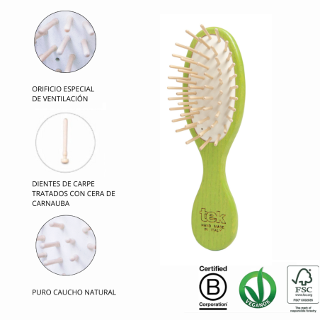 Cepillo Ovalado Mini Verde | Suave para el Cuero Cabelludo y el Cabello