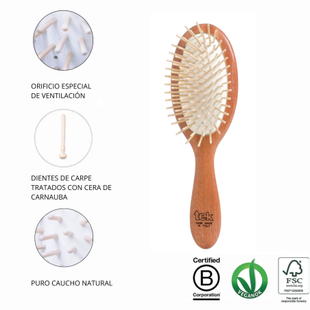 Cepillo Oval Caoba con Diente Largo