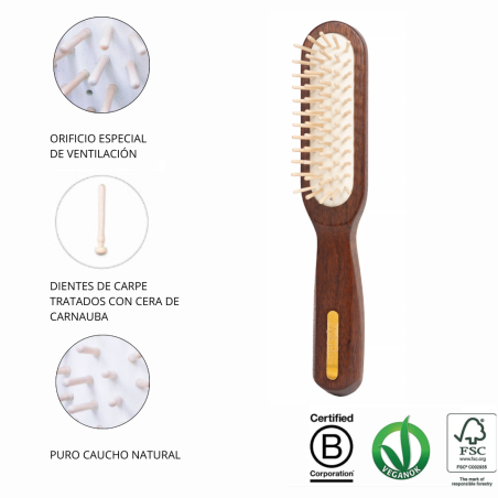Cepillo Rectangular con Diente Corto de Madera de Ovangkol