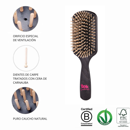 Cepillo Rectangular Grande Negro con Diente Corto