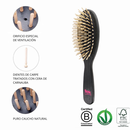 Cepillo Oval Grande Negro con Diente Corto