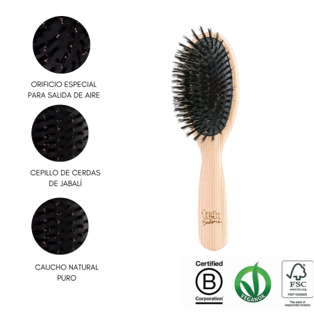 Cepillo Oval Grande con Cerda de Jabalí Puro