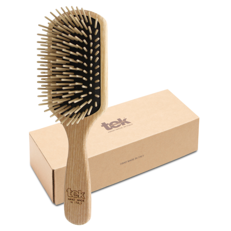 Cepillo Rectangular Grande con Púas Largas de Madera de Carpe | Cabello Largo y Grueso
