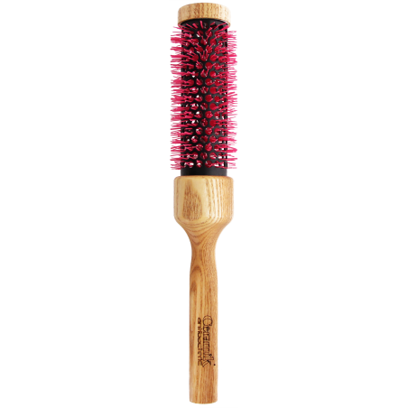 Brosse Thermique en Céramique Ø 30 mm | Cheveux Mi-Longs, Manche en Bois Naturel