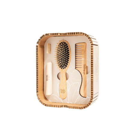 Hair Pleasure Set, Brosse et Peigne en Bois, Cheveux Moyens