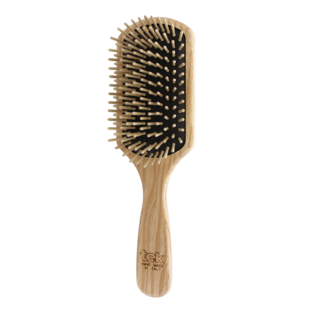 Brosse à cheveux rectangulaire avec picots courts en bois de charme | Pour cheveux courts à moyens