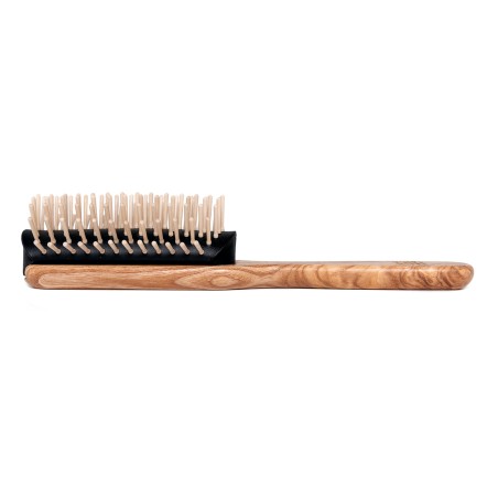 Brosse Semi-Circulaire en Bois à Dents Courtes | Idéale pour Frange, Mèche et Brushing au Sèche-Cheveux