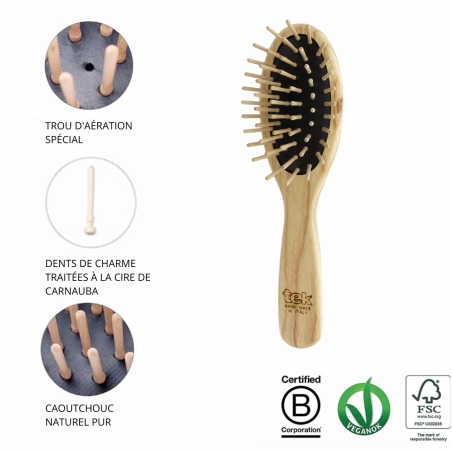 Brosse ovale format voyage | Douce pour le cuir chevelu et les cheveux