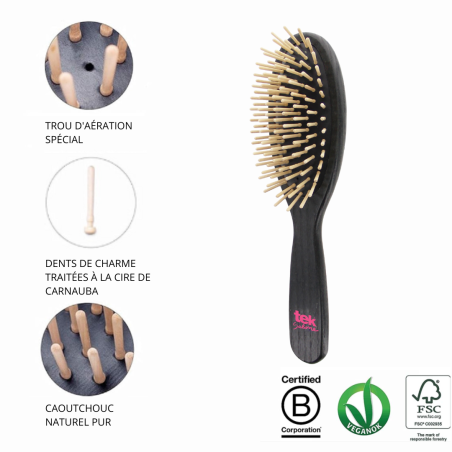 Brosse ovale grande noire à dent courte
