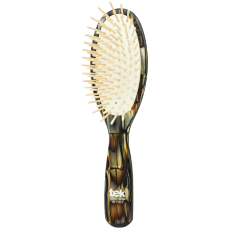Spazzola Ovale in Rodoide Scura – Dente Corto | Ideale per Capelli Lunghi e Fini