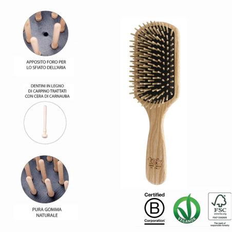 Spazzola Media Denti Corti in Legno di Carpine | Capelli Corti e Medi