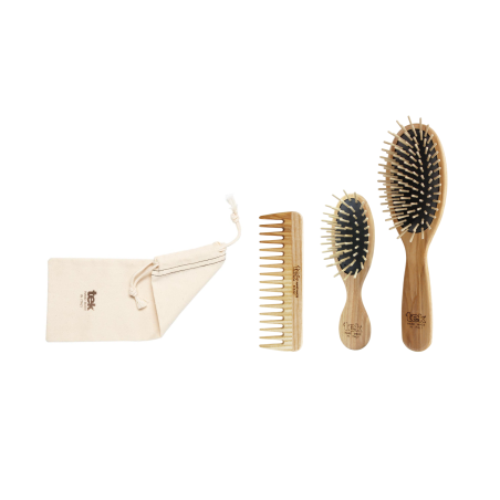 Confezione regalo by Tek composta da spazzola ovale naturale e twin set naturale