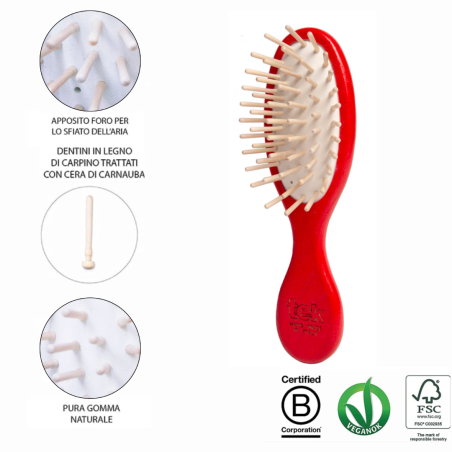 Spazzola Ovale Rossa Formato Mini | Delicata su Cute & Capelli