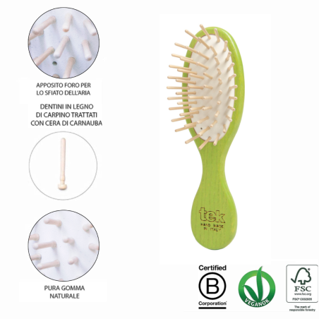 Kit da borsetta: Spazzola Ovale e Pettine Lime con custodia in cotone