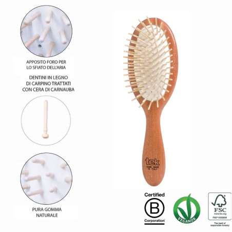 Spazzola Ovale Mogano con Dente Lungo