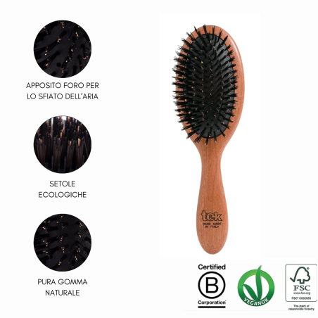 Spazzola Ovale Mogano con Setole Ecologiche