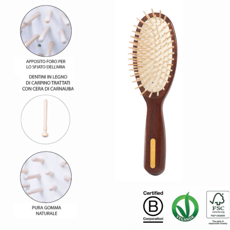 Spazzola Ovale Grande con Dente Corto in Legno di Ovangkol